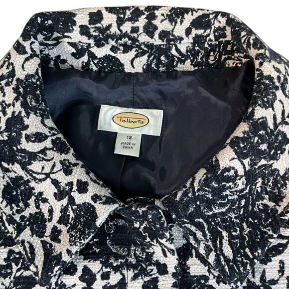 Talbot's Womens Blue & White Floral Cape Style Coat 100% Cotton Classic Size 12 - Picture 11 of 12